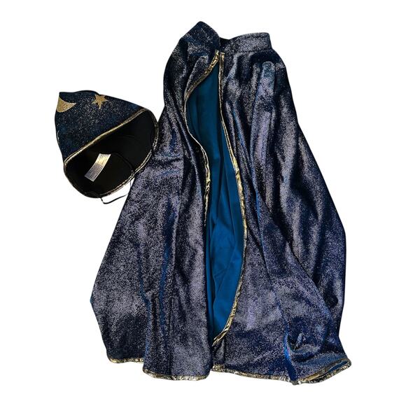 Great Pretenders Starry Night Wizard Cape Hat Magician Magic Costume Kids 7-8 - Picture 2 of 11